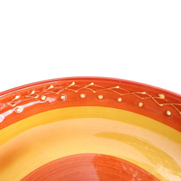 Vintage Vallauris Terre De France Round Stoneware Bowl 1950 Handmade Orange - Picture 6 of 6